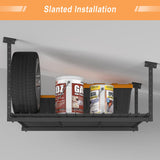 Jusgym 45-Inch x 45-Inch Overhead Garage Storage Rack, 17"-28" Height Adjustable Garage Ceiling Storage Racks, Heavy Duty Storage Organizer System, 250LBS Weight Capacity, Black Jusgym