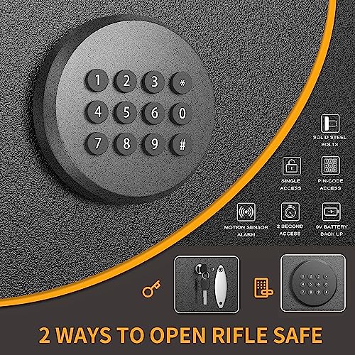 INTERGREAT 4-6 Rifle Gun Safe, Assembled Gun Safe Shotgun for Pistols and Home, Metal Gun Cabinet with Pockets for Handgun, 3 Adjustable Shelf, Firearms INTERGREAT