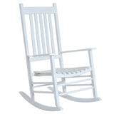 Outsunny Outdoor Rocking Chair, Wooden Rocking Patio Chairs with Rustic High Back, Slatted Seat and Backrest for Indoor, Backyard, Garden, White Outsunny
