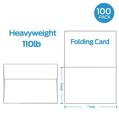 Ohuhu Blank White Cards and Envelopes 100 Pack - 5" x 7" Heavyweight Folded Cardstock and A7 Envelopes for DIY Greeting Cards Wedding Birthday Invitations Baby Shower Thank You Cards and All Occasions Ohuhu