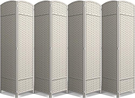 Sorbus 8 Panel Room Divider 6 ft. Tall - Privacy Screen, Extra Wide Double Hinged Panels, Mesh Hand-Woven Design, Partition Room Dividers and Folding Privacy Screens, Wall Divider for Room Separation Sorbus