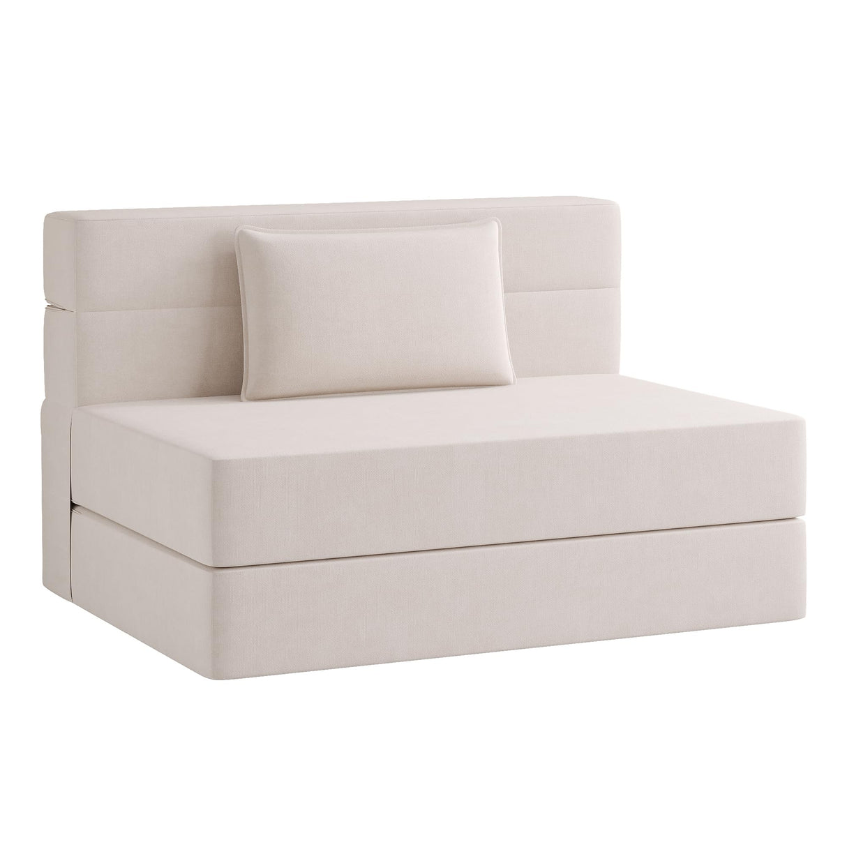 Luoxiao Folding Sofa Bed Twin with Pillow, Portable Foldable Sofa Bed for Travel, Camping, Guest, Trifold Mattress with Breathable & Washable Cover, Convertible and Easy to Storage, Off White Luoxiao