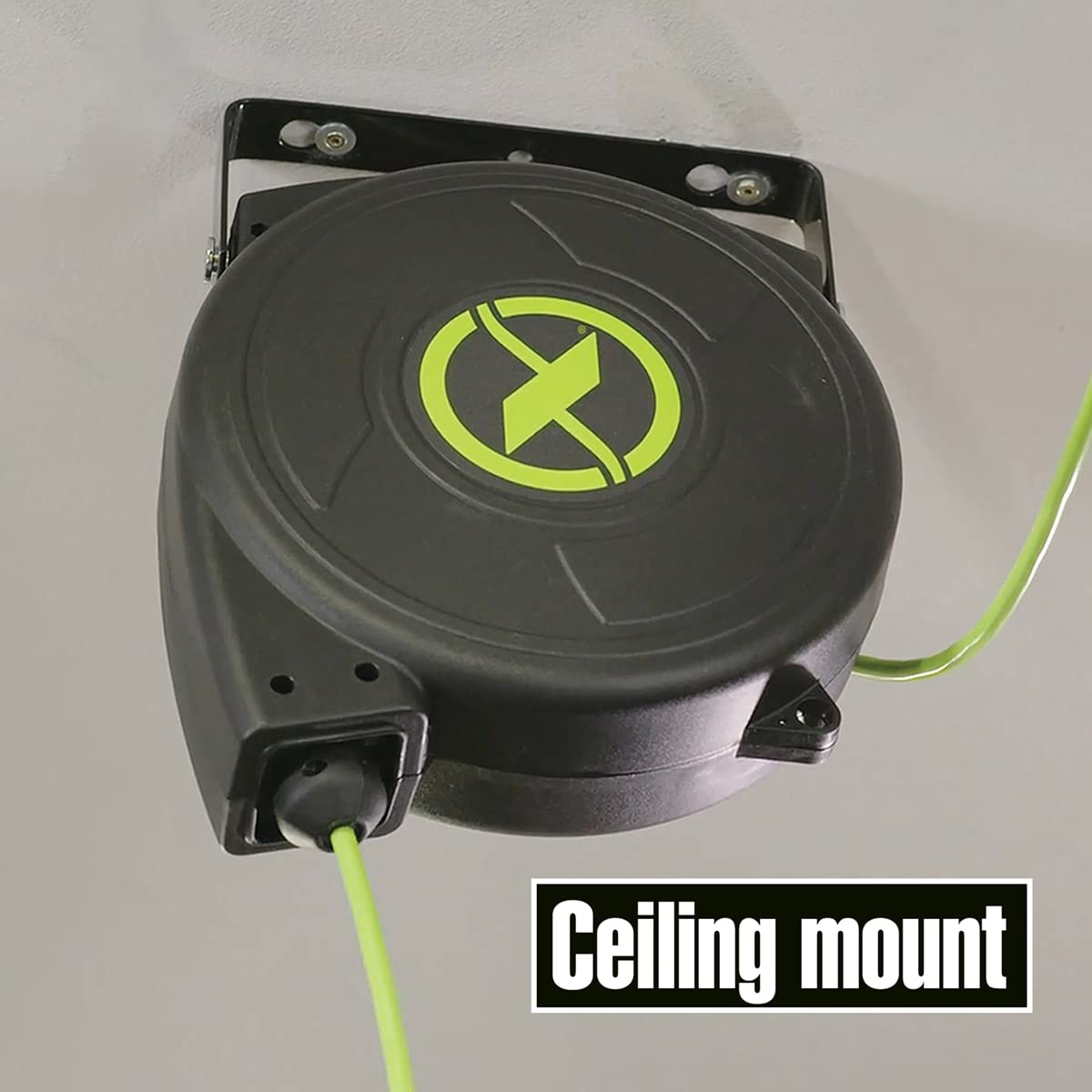 Flexzilla Retractable Extension, 14/3 AWG SJTOW, 50', Grounded Triple Tap Outlet Electric Cord Reel, ZillaGreen, FZ8140503 Flexzilla