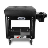 FreekyFit Rolling Creeper Garage/Shop Seat for Men, Padded Mechanics Stool with Tool Tray Storage for Garage, Rolling Workshop Stool with Wheels, Auto Creeper Seat, 330 LBS Capacity, Heavy Duty, Black FreekyFit