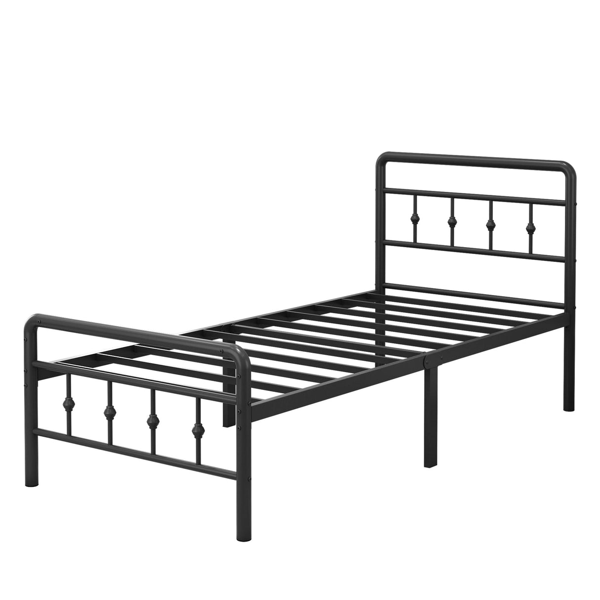 EMODA 16 Inch Twin Bed Frames with Headboard and Footboard, Heavy Duty Twin Platform Bed, Metal Slats Support Mattress Foundation, No Box Spring Needed, Easy Assembly EMODA