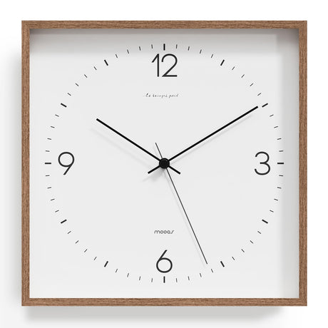 mooas Wooden Frame Flatwood Wall Clock,12" Wood Wall Clock Non-Ticking Sweep Movement Decorative Wall Clock Battery Operated Wall Clock for Home Living Room Kitchen Bedroom Office School(Dark Brown) mooas