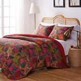 Greenland Home 3-Piece Jewel Quilt Set, King, Multicolor, Red Greenland Home Fashions