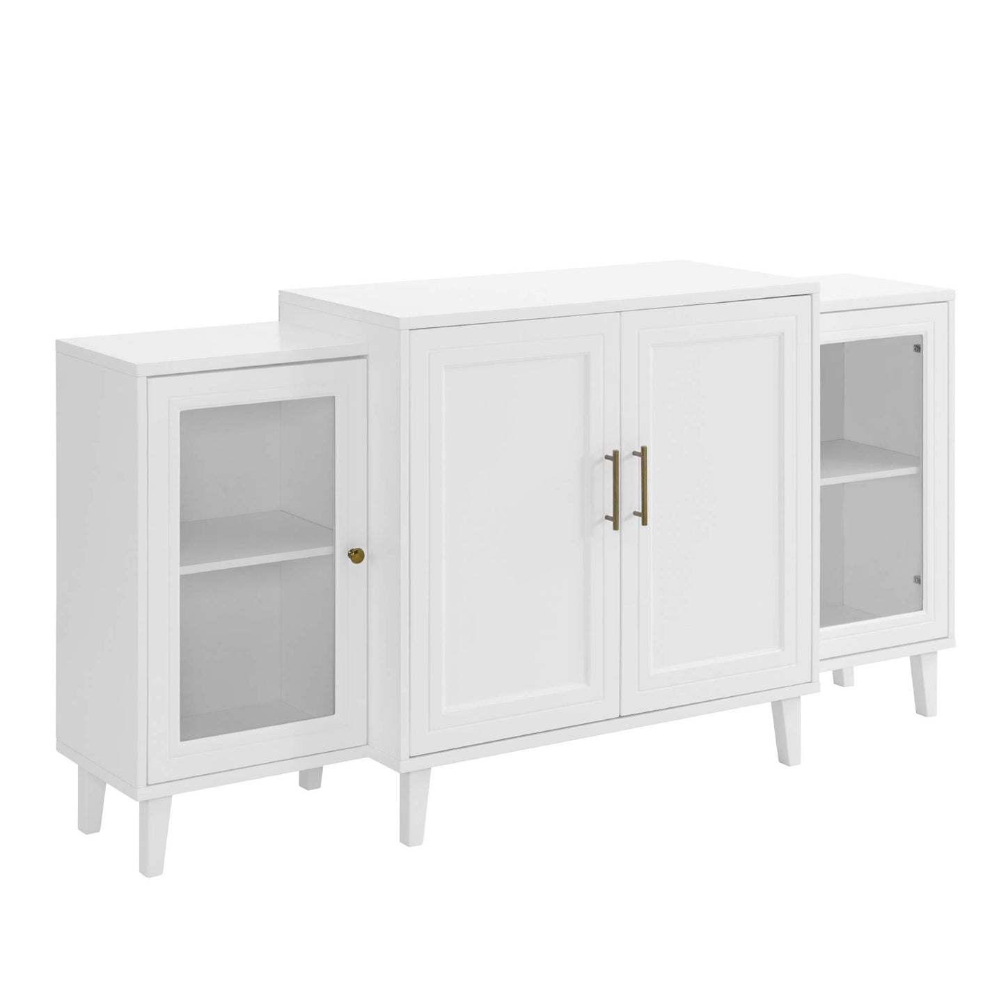 Walker Edison 4-Door Tiered Modern-Sideboard-Buffet Stand for Storage, 62, White - WoodArtSupply