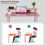 COTUBLR Small Desk, 27.5 Inch Small Computer Desk for Small Spaces, Computer Desk with Adjustable Monitor Stand, Compact Desk with Storage, Tiny Desk Study Desk for Bedroom Home Office, Pink COTUBLR