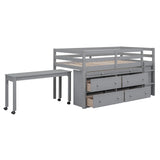 Kids Twin Low Loft Bed with Portable Desk and Storage Drawers in Gray by Harper & Bright Designs Harper & Bright Designs