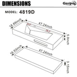 Gesipor 48"x19" Wall-Mount Stone Resin Bathroom Sink Rectangular Vessel Sinks for Bathroom Floating Vanity Sink Trough Modern Art Basin with Shelf Layer GESIPOR