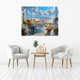 Landscape Paint by Numbers Kit for Adults Beginners, Beach Adult Paint by Numbers on Canvas, Acrylic Painting Crafts for Home Decor (16x20inch) Clendo