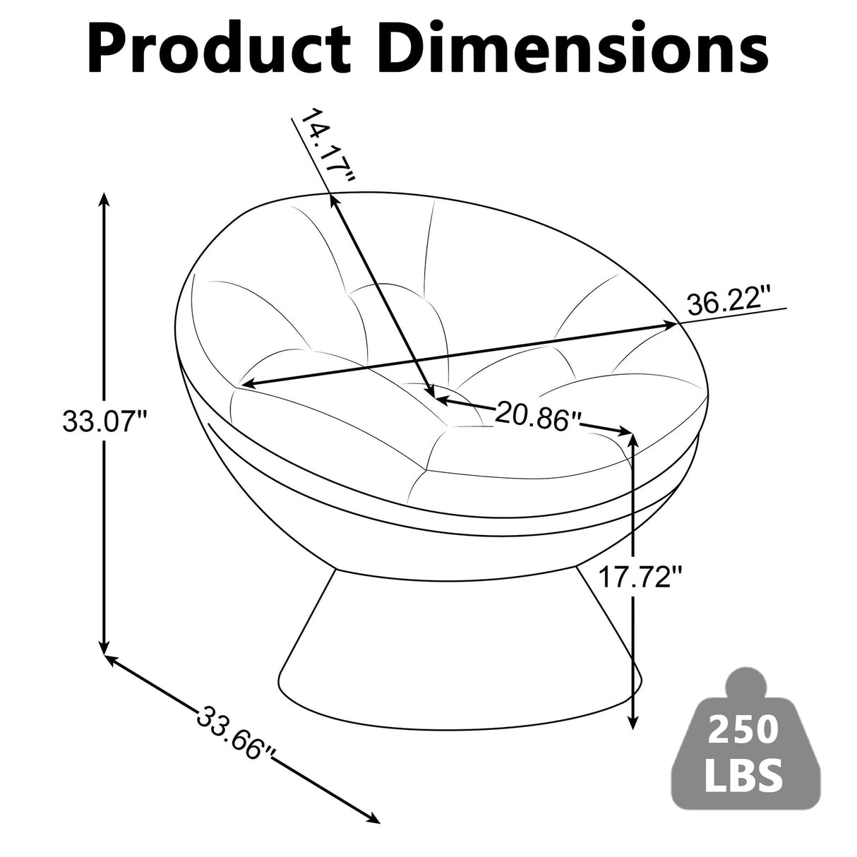 Nahenduo Modern Oversized Chenille Papasan Chair, 360° Swivel Chair with Thick Cushion, Comfortable Lounge Accent Chair for Living Room, Bedroom, Reading Nook (Dark Grey) Nahenduo