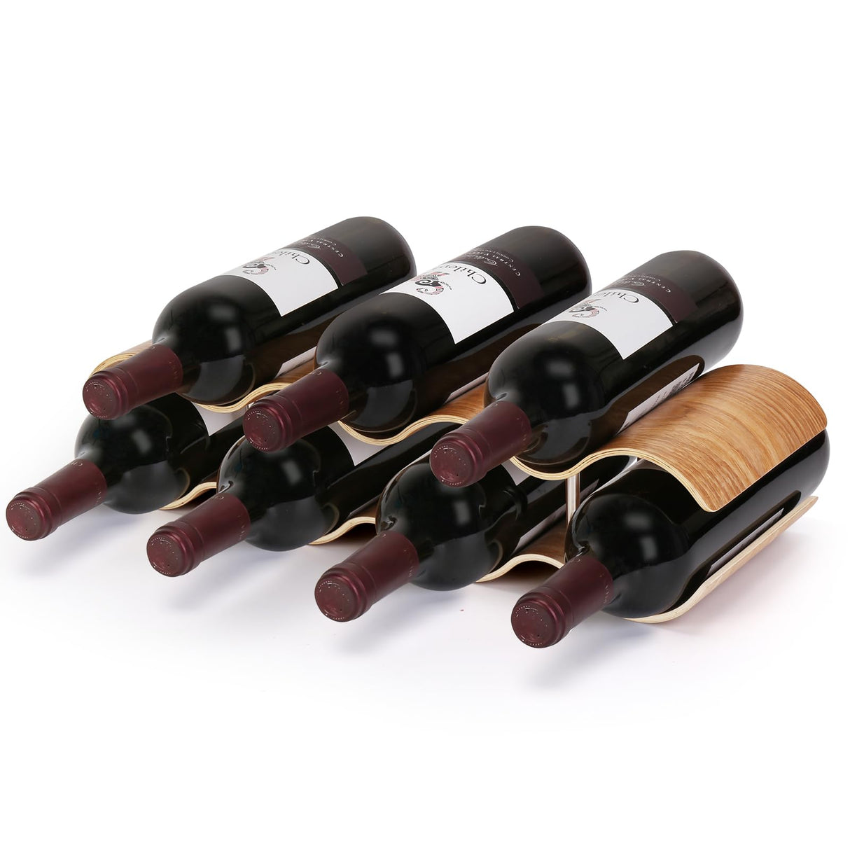 VAlinks Table Wine Rack Countertop Freestanding Wine Racks & Cabinet 2 Tier 7 Bottles Wave Willow Wood Champagne Rack VAlinks
