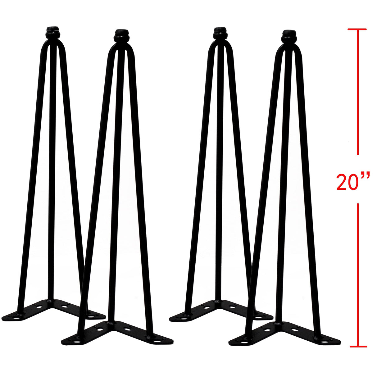 Home Soft Things Hairpin Metal Table Legs 20 Inch Legs for Furniture Coffee Bench Dining End Industrial Table Desk Set of 4 with Black Screws Adjustable Cushion Floor Protectors, 20" Home Soft Things