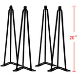 Home Soft Things Hairpin Metal Table Legs 20 Inch Legs for Furniture Coffee Bench Dining End Industrial Table Desk Set of 4 with Black Screws Adjustable Cushion Floor Protectors, 20" Home Soft Things