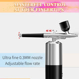 Airbrush Sets Air Brush Kit With Air Compressor Nail Paint Wireless Air Brush for Barber, Nail Art, Cake Decor, Makeup, Model Painting (Silver black) crpen