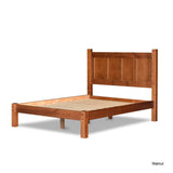 Grain Wood Furniture Shaker Solid Wood Panel Platform Bed, Full Size, Walnut Grain Wood Furniture
