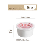 MALACASA Ramekins with Lids 8 oz - Set of 6, White Porcelain Creme Brulee Souffle Ramekins with Covers, Ceramic Custard Cups for Baking, Dishwasher and Oven Safe, Series RAMEKIN-DISH MALACASA