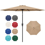 Simple Deluxe 9FT Outdoor Patio Umbrella Table Market Umbrella with Push Button Tilt and Crank, 8 Sturdy Ribs, UV Protection Waterproof for Garden, Lawn, Deck, Backyard, Pool,Tan Simple Deluxe