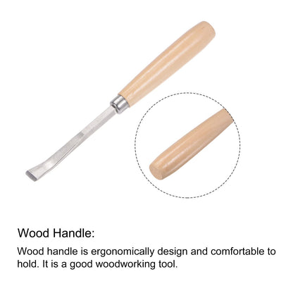 uxcell Wood Chisels Carving Knife, 10mm Chrome Plated 45# Carbon Steel Curved Straight Tip Woodworking Hand Tool Graver 165mm (6.5-Inch) Length, 2pcs