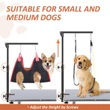 HIDOG Dog Grooming Arm with Clamp, Adjustable Dog Grooming Table Arm with Two No Sit Haunch Holder & Hammock Harness, Foldable Pet Grooming Supplies for Small Medium Dogs HIDOG