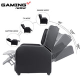 LEMBERI Gaming Recliner Chair for Adults, PU Leather Home Theater Seating Video Game Chairs for Living Room Ergonomic Racing Style Single Movie Gamer Lounge Sofa Grey LEMBERI