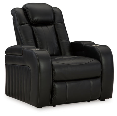 Signature Design by Ashley Caveman Den Modern Faux Leather Wall Hugger Power Recliner with Adjustable Headrest, Storage, Wireless, USB Ports and LED Lights, Black Signature Design by Ashley