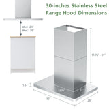 ONEEON 30" Range Hood - 900 CFM Stainless Steel Wall Mount Kitchen Exhaust with 4 Speed Fan, LED Lights, Push Button, Ultra-thin Body, Chimney Style Stove Vent Hood & Ducted Exhaust Vent ONEEON