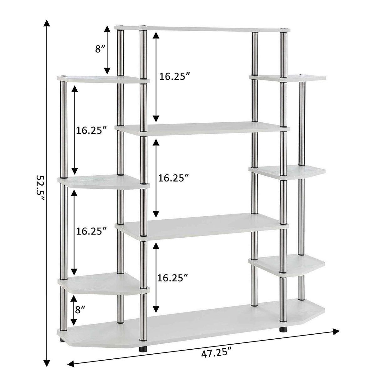 Convenience Concepts Designs2Go White Wall Unit Bookshelf with Seven Tiers Convenience Concepts
