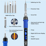 KEPIOG Soldering Iron Kit, High Power 100W Soldering Iron Fast Heating, Circuit Board Soldering Repair Tools with Magnifying Glass Soldering Helper, 12 in 1 Adjustable Digital Soldering Kit. KEPIOG