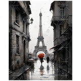 City Street Paint by Numbers Kit for Adults - DIY Eiffel Tower with Red Umbrella in Paris Painting on Canvas 16x20 Inches, Acrylic Paint Set, Suitable for Beginners,Travel Art for Decoration TAOPAOLAB