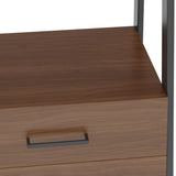 SIMPLIHOME Sawhorse 24 Inch Rectangle Modern Industrial Real SOLID WALNUT WOOD Ladder Shelf with Storage in Walnut, For the Living Room, Study Room and Office SIMPLIHOME