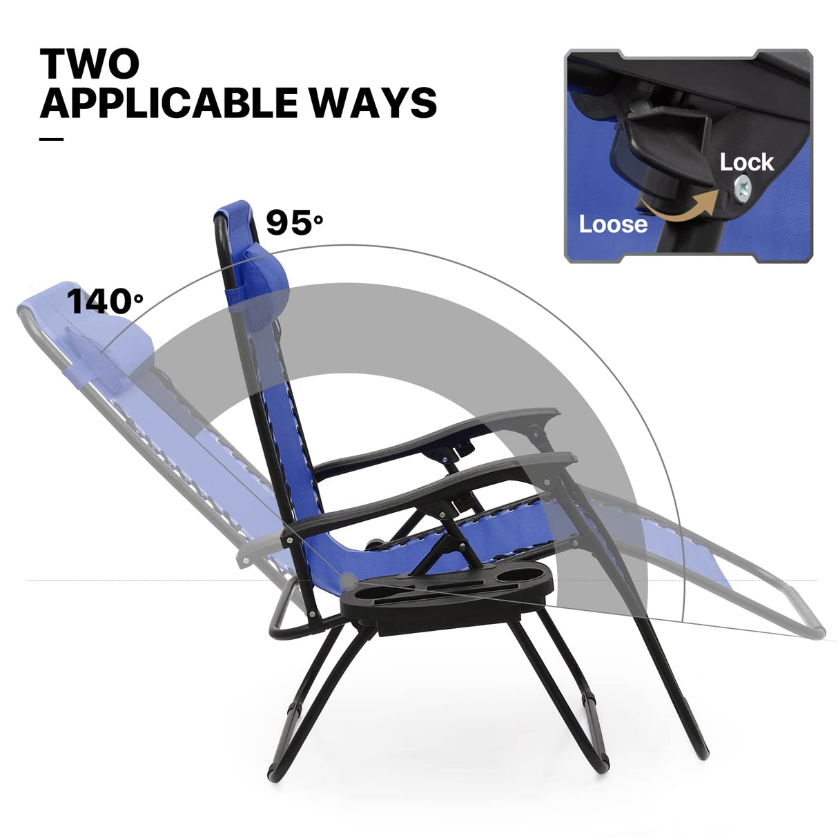 MoNiBloom Zero Gravity Chairs Set of 2 Outdoor Folding Patio Lounge Chairs for Outside Reclining Lawn Chairs Recliner Beach Chairs for Adults, Blue MoNiBloom