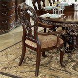 LOPOO Enhance Dining with Traditional Armchairs Set of 2, Cherry Finish with Gold Tipping, Comfortable Upholstery LOPOO