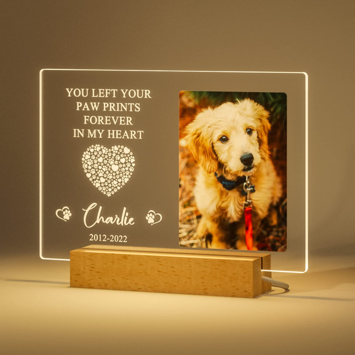 Bemaystar Personalized Pet Memorial Gifts Dog Memorial Gifts for Loss of Dog Pet Loss Gifts in Memory of Dog Night Lights Custom Dog Memorial Plaque Cat Memorial Photo Frame Pet Sympathy Gifts Bemaystar