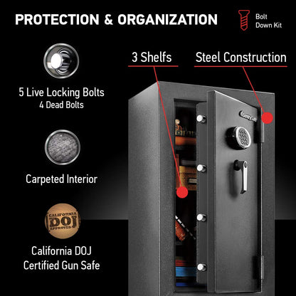 SentrySafe Fireproof and Waterproof XX-Large Steel Floor Safe with Digital Keypad Lock, DOJ-Certified Large Gun Safe for Home, 4.71 Cubic Feet, EF4738E