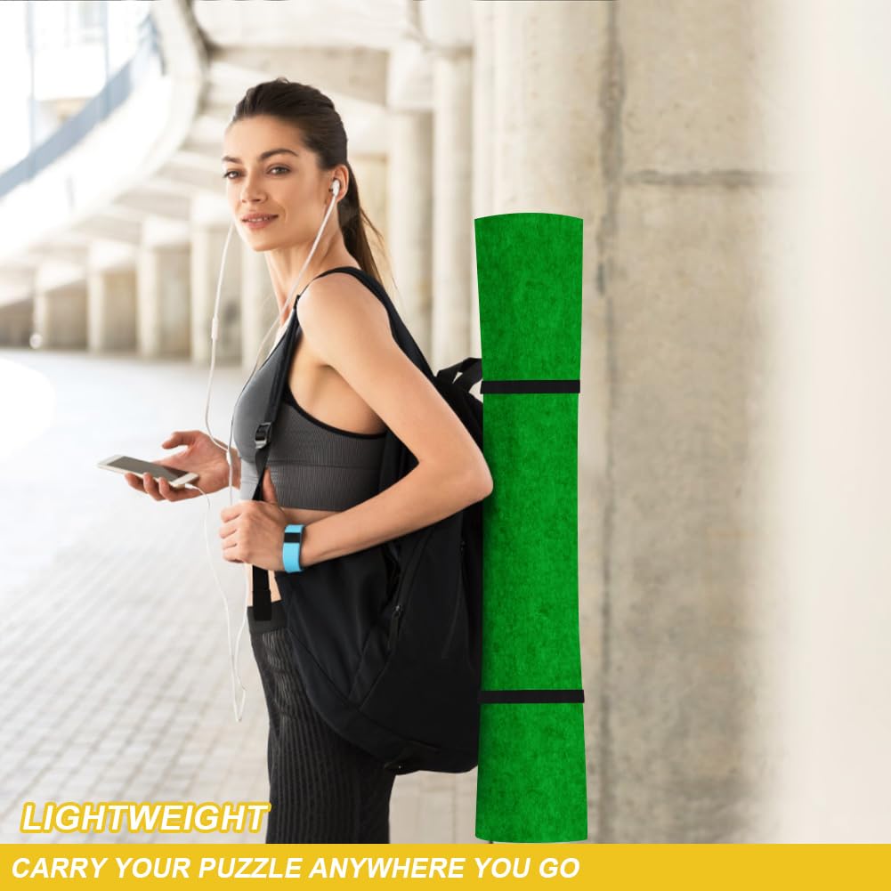 Ainiv Jigsaw Puzzle Mat Roll Up 1500 Pieces, 46" x 26" Portable Felt Puzzles Board with Travel Storage Bag, Jigsaw Saver Pad Keeper for Adults Teens, Green Ainiv