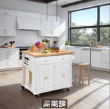 Finnhomy Rolling Kitchen Island With Drop Leaf, Thicken Rubberwood Top, Spice Rack, Towel Rack, Drawer, 43.3" Portable Mobile Kitchen Island Carts Table, Storage Cabinet, Both Wheels and Feet Included Finnhomy