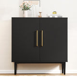 Vrullu Modern Storage Cabinet, Free Standing Buffet Cabinet, Black Sideboard and Buffet Storage, Wood Accent Cabinet for Living Room, Hallway, Entryway, Dining Room, Bedroom (1, Black) Vrullu