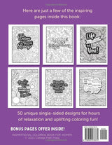 Inspirational Coloring Book for Women: 50 Motivational Quotes and Uplifting Affirmations with Relaxing Patterns to Color for Adult Mindfulness and Anxiety Relief WoodArtSupply