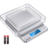 GDEALER Food Scale, 0.001oz/0.01g Precise Digital Kitchen Scale Gram Scales Weight Food Coffee Scale Digital Scales for Cooking Baking Stainless Steel Back-lit LCD Display Pocket Small Scale, Silver GDEALER
