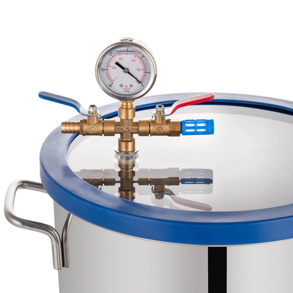 5 Gallon Vacuum Chamber, Tempered Glass Lid Stainless Steel Degassing Chamber Perfect for Stabilizing Wood, Degassing Silicones, Epoxies and Essential Oils P PBAUTOS