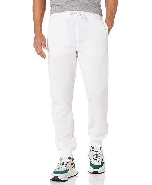 WT02 Men's Fleece Sweatpants & Joggers (Regular & Extended Sizes), White, X-Large