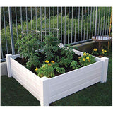 NuVue Products 26001 Premium Outdoor Raised Garden Bed for Growing Edible Plants and Flowers, BPA-Free Woodgrain Panel Elevated Planter Box, 48” L x 48” W x 15” H, White NuVue