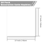 VACVELT 50 Pack White Satin Napkins 17x17 Inch Wedding Napkins Bulk, Decorative Elegant Dinner Napkins Square Table Napkins Decor, Silky Satin Cloth Napkins for Restaurant Banquet Graduation Party VACVELT