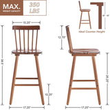 chairus 26" Farmhouse Wooden Bar Stools Set of 2, Windsor Spindle Back Counter Height Stools, Modern Armless Bar Chairs for Kitchen Island Dining Room Cafe, Walnut Brown chairus