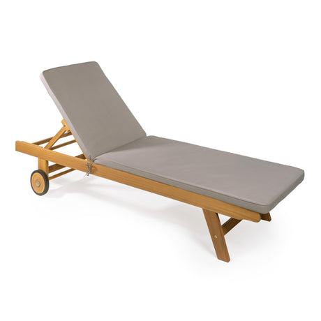 JONATHAN Y LNG1000D Mallorca 77.56"x23.62" Modern Classic Adjustable Acacia Wood Chaise Outdoor Lounge Chair with Cushion & Wheels Coastal, Bohemian, Minimalist, Traditional, Dark Gray/Natural JONATHAN Y