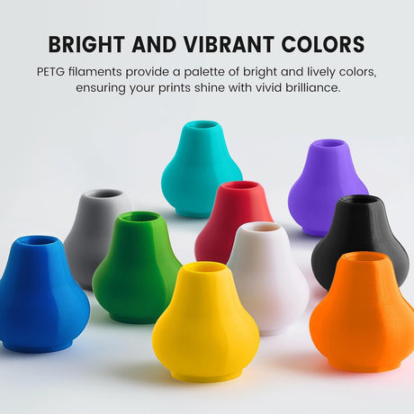 TECBEARS PETG Filament 1.75mm, 3D Printer Filament Bundle 10KG, 1kg per Spool, 10 Colors, Black+Transparent+White+Blue+Green+Orange+Red+Grey+Purple+Brown TECBEARS