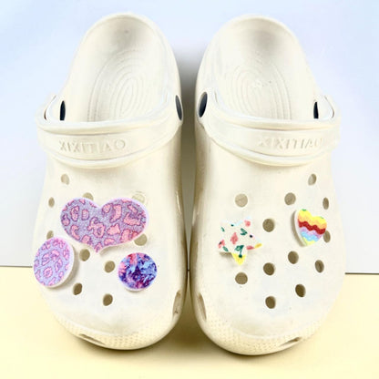 Sublimation Shoes Charm Blanks, 60 Sets Shiny White Glitter Heat Transfer Supplies, Shoe Decorations for DIY Custom Clog Pins Kit, Gifts for Women, Girls, Boys, Men, Toddlers